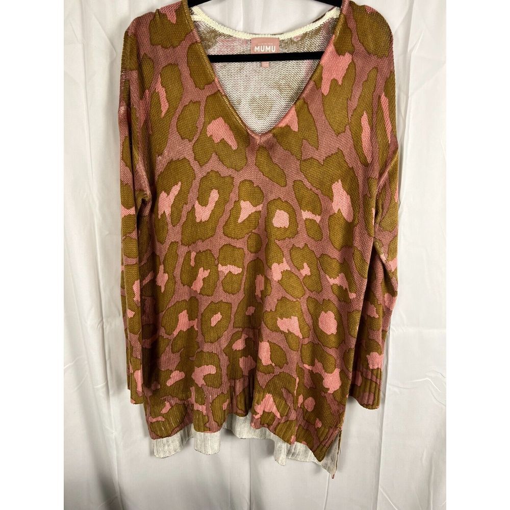 Show Me Your Mumu Sweater Womens Small‎ Oversized Leopard Hug Me Rosey